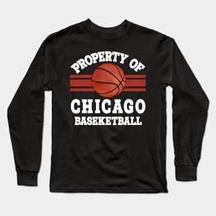 Proud Name Chicago Graphic Property Vintage Basketball Long Sleeve T-Shirt